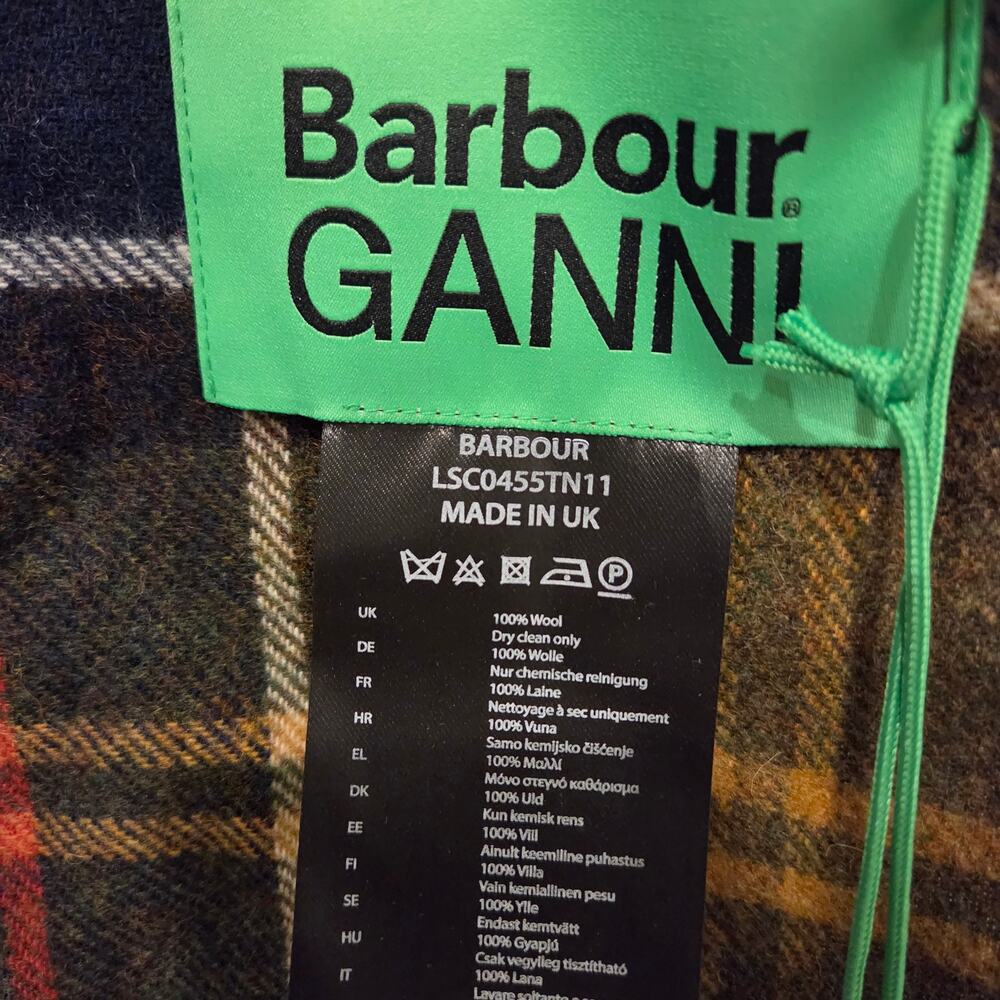 Ganni X Barbour green Tartan check wool scarf - Picture 4 of 7